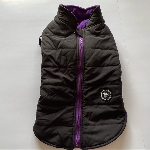 Fleece Lined Dog Jacket Black/Purple Size XXL - Picture 1 of 11